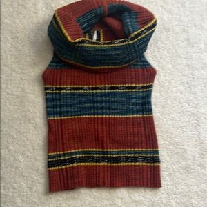 Free People - Striped Ribbed Turtleneck Top - M